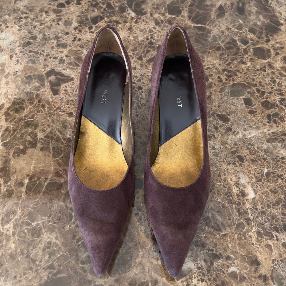 Nine West Vintage Brown Suede Pointy Toe Heels, Size 8M